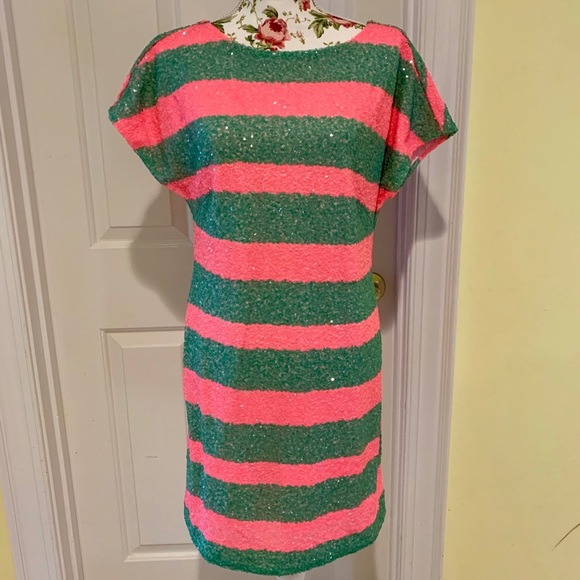 Lilly Pulitzer Dresses & Skirts - Lilly Pulitzer pink and green sequin dress Small